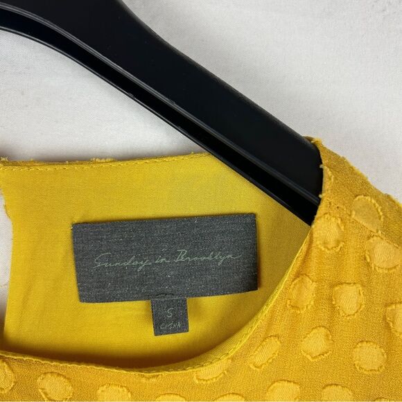 Anthropologie Sunday in Brooklyn yellow polka dot lined blouse top S - Picture 2 of 6